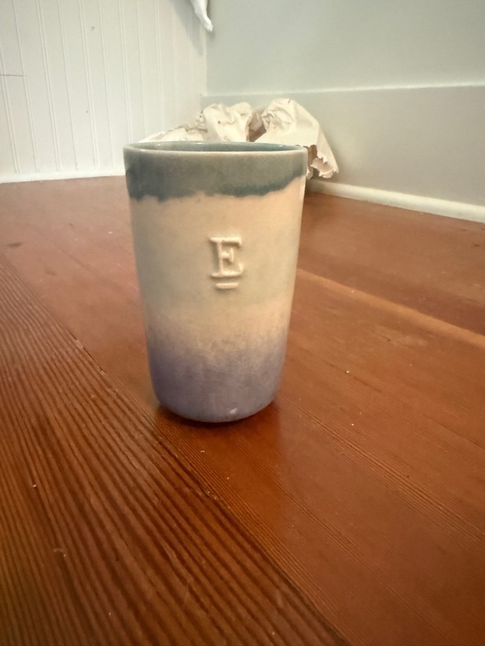 Anthropologie Ombre Ceramic Tumbler in Blue and Teal